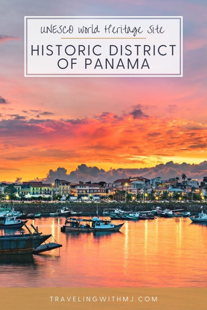 pin of Panama's historic old town at sunset